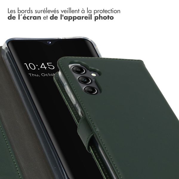 Selencia Étui portefeuille en cuir véritable Samsung Galaxy A14 (5G/4G) - Vert