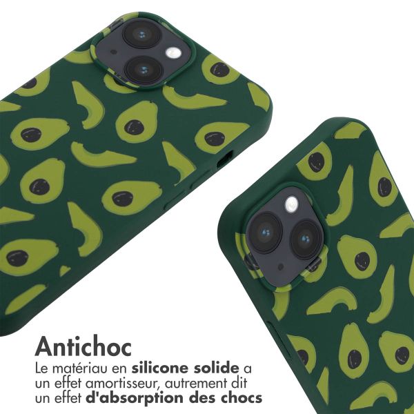 imoshion Coque design en silicone avec cordon Apple iPhone 14 - Avocado Green