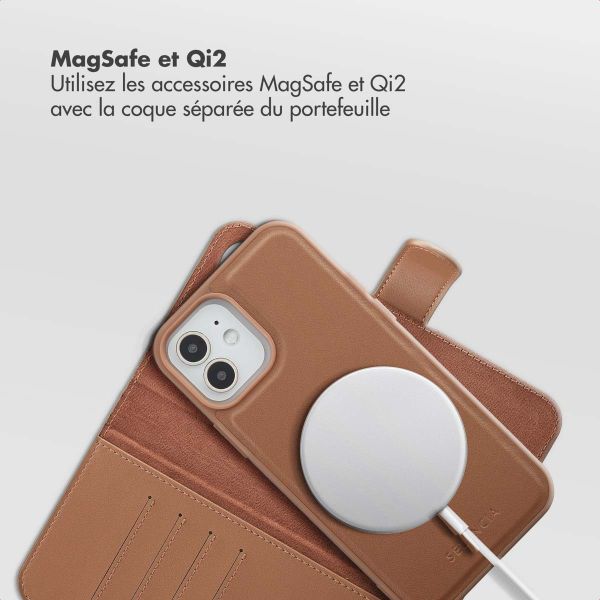 Selencia Étui portefeuille amovible Olyn avec MagSafe Apple iPhone 12 (Pro) - Marron