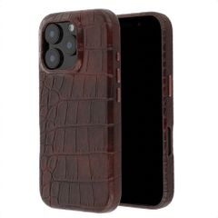 Selencia Coque arrière Croco avec MagSafe Apple iPhone 16 Pro - Choco Brown