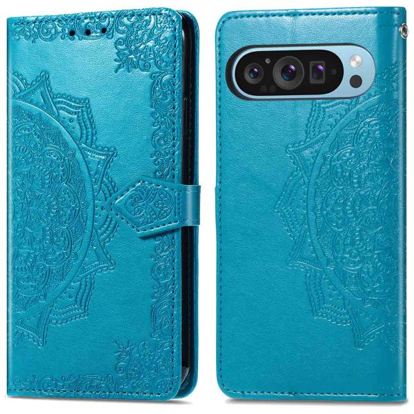 imoshion Etui de téléphone portefeuille Mandala Google Pixel 9 / 9 Pro - Turquoise