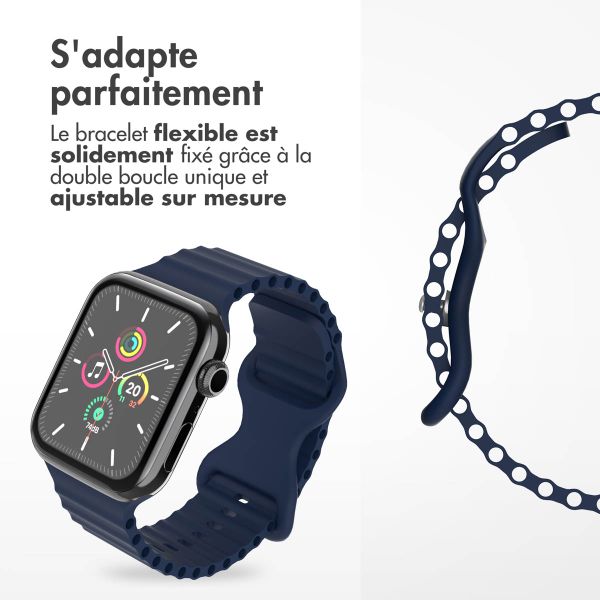 imoshion Bracelet en silicone athlétique Apple Watch Series 1 à 10 / SE / Ultra (2) (44/45/46/49 mm) - Bleu foncé