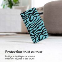 imoshion Étui de téléphone portefeuille Design Samsung Galaxy A20e - Black Blue Stripes