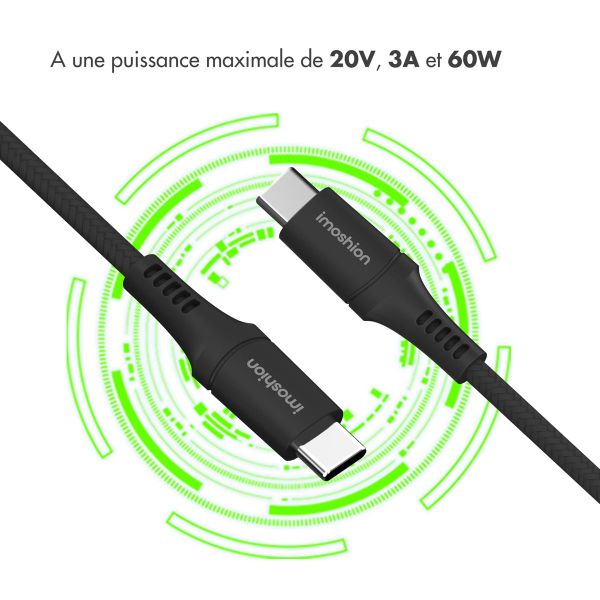 imoshion Braided USB-C vers câble USB-C - 0,25 mètre  - Noir