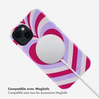 Selencia Coque arrière Vivid Tough avec MagSafe iPhone 14 - Double Hearts Rubine Red Lilac