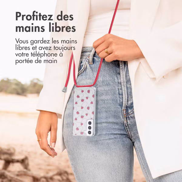 imoshion Coque Design avec cordon Samsung Galaxy S21 FE - Dusty Rose Connected Hearts