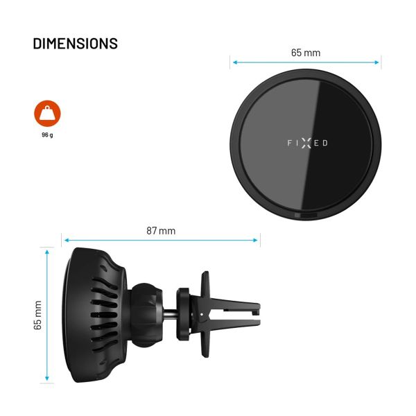 Fixed MagCool - Support de téléphone de voiture - Grille de ventilation - MagSafe - Chargeur sans fil - Noir