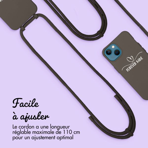 Coque de couleur personnalisée MagSafe avec cordon amovible  et cœur élégant iPhone 13 - Black Coffee