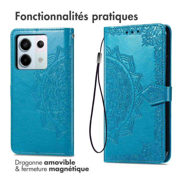 imoshion Etui de téléphone portefeuille Mandala Xiaomi Redmi Note 13 Pro (5G) / Poco X6 - Turquoise