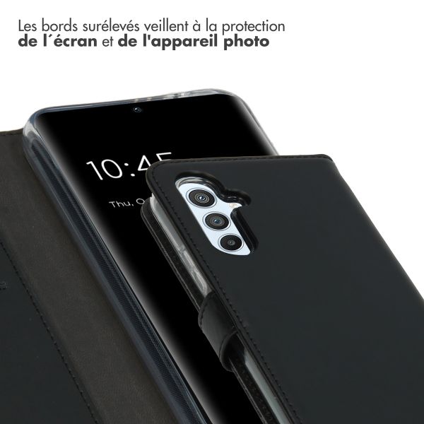 Selencia Étui portefeuille en cuir véritable Samsung Galaxy A54 (5G) - Noir