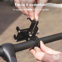 Accezz Support de téléphone pour vélo - Réglable - Universel - Aluminium - Noir