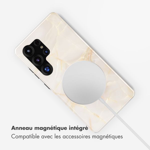 Selencia Coque arrière Vivid avec MagSafe Samsung Galaxy S25 Ultra - Golden Beige Marble