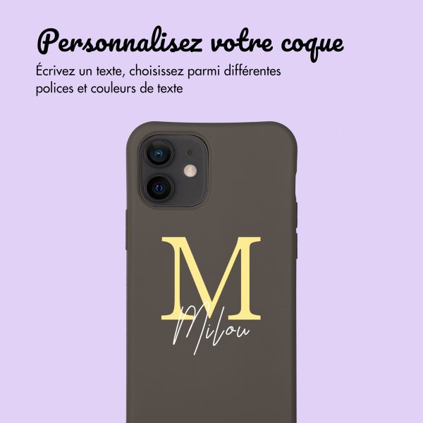 Coque de couleur personnalisée MagSafe avec cordon amovible  et lettre iPhone 12 Pro - Black Coffee