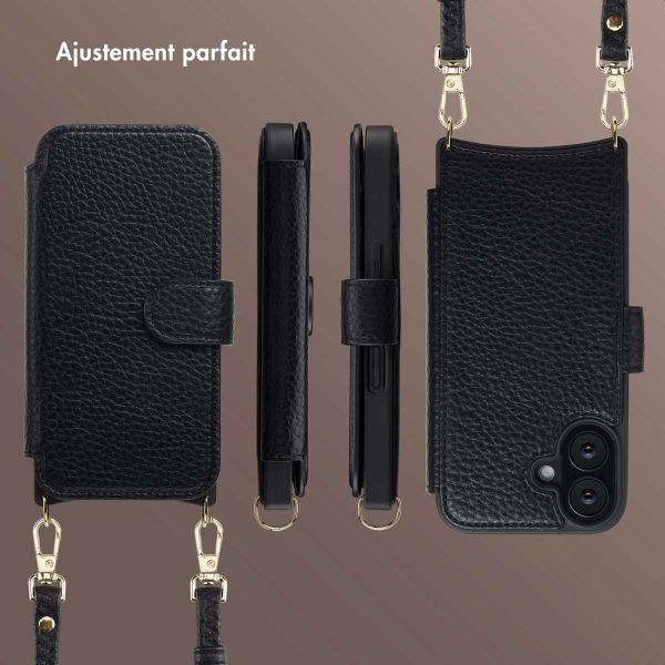 Selencia Étui Riva avec MagSafe et cordon de téléphone Apple iPhone 16 - Noir