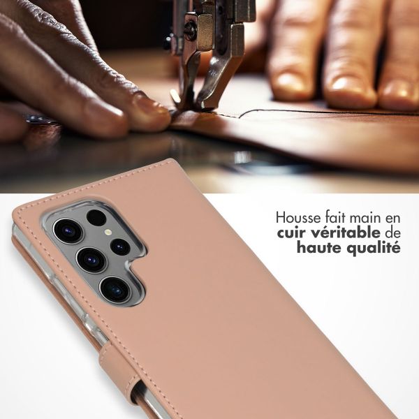 Selencia Étui portefeuille en cuir véritable Samsung Galaxy S24 Ultra - Dusty Pink