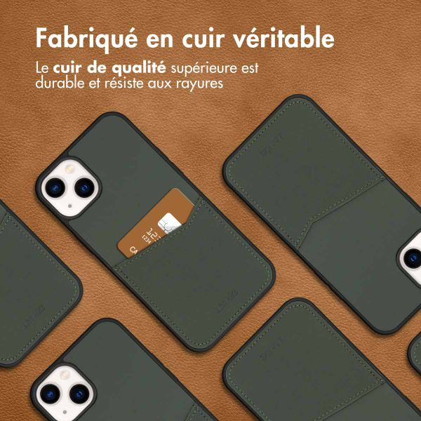 Accezz ﻿Coque en cuir de qualité supérieure avec fentes pour cartes iPhone 14 Plus - Vert