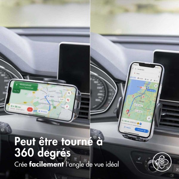 imoshion  Support de téléphone pour voiture - Réglable - Universel - Carbone - Tableau de bord / pare-brise / grille d'aération - Noir