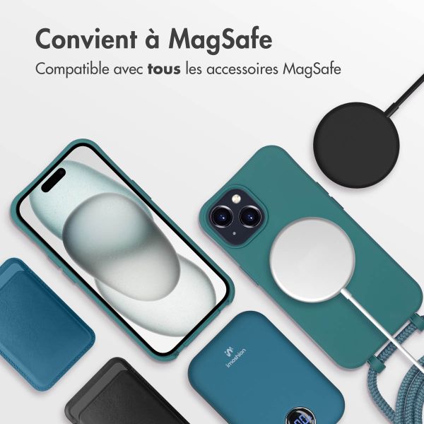 imoshion Coque arrière Color avec cordon amovible et MagSafe Apple iPhone 15 - Vert foncé