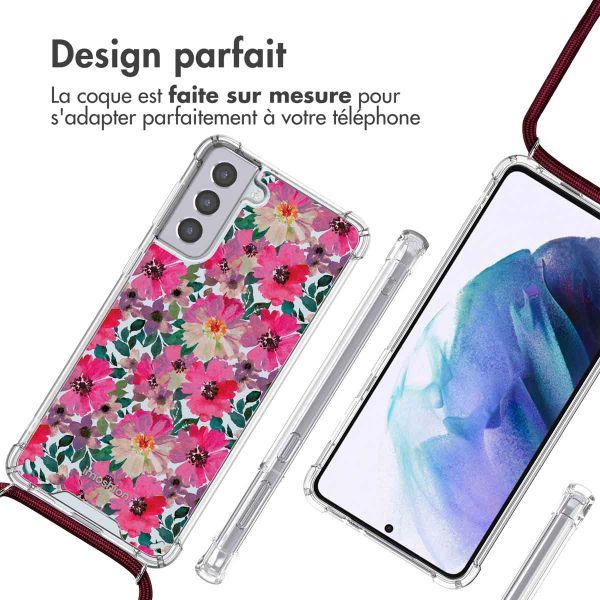 imoshion Coque Design avec cordon Samsung Galaxy S21 Plus - Flower Water