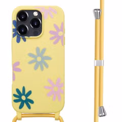 imoshion Coque design en silicone avec cordon Apple iPhone 16 Pro Max - Yellow Flower Distance