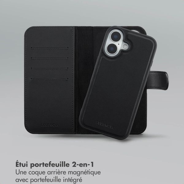 Selencia Étui portefeuille amovible Olyn avec MagSafe Apple iPhone 16 - Noir