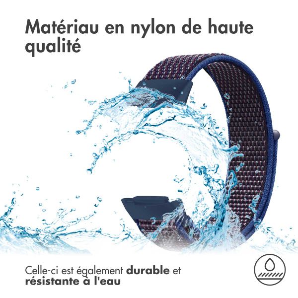 imoshion Bracelet en nylon le Fitbit Charge 5 / Charge 6 - Taille L - Bleu