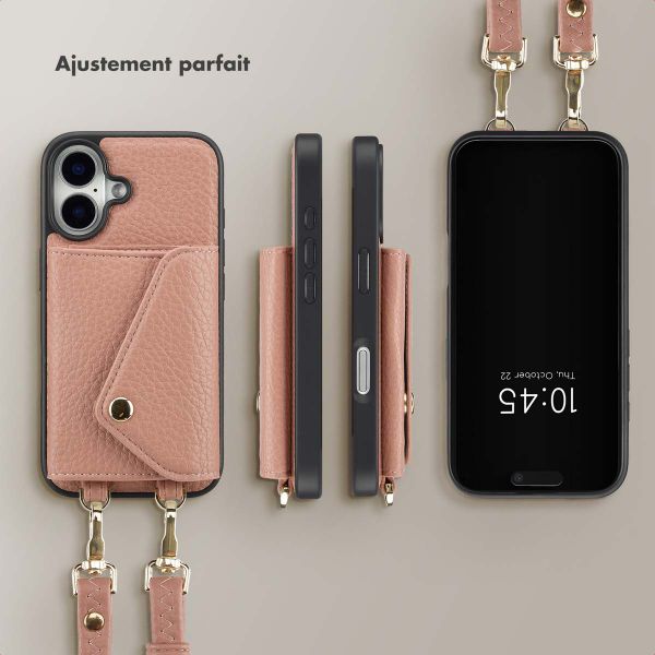 Selencia Coque à cordon avec porte-cartes enveloppe Sera iPhone 16 - Old Pink