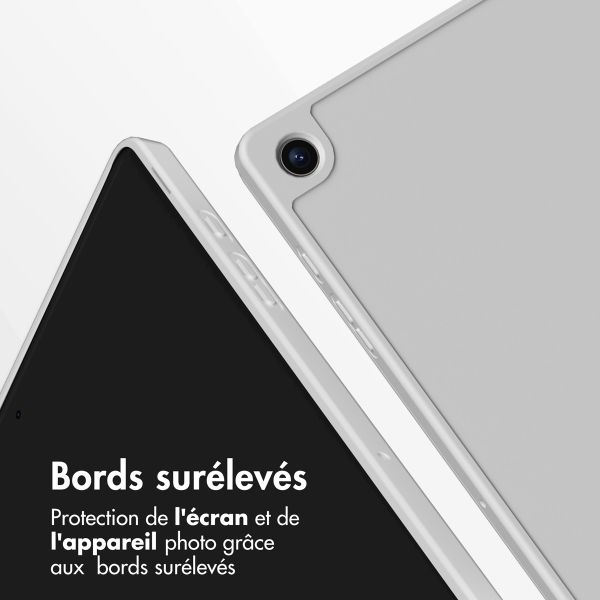 Accezz Coque tablette portefeuille Smart Silicone Samsung Galaxy Tab A9 Plus - Gris