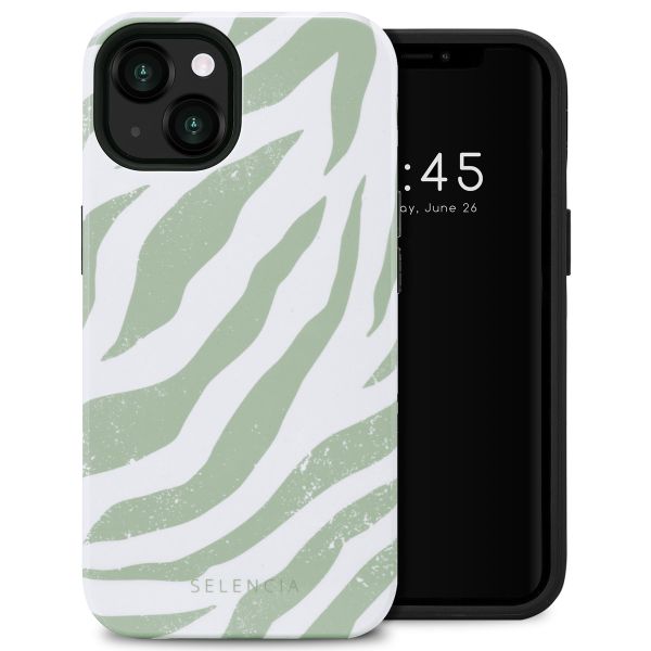 Selencia Coque arrière Vivid Apple iPhone 13 - Colorful Zebra Sage Green
