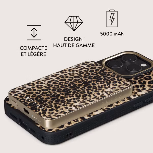 Burga Powerbank magnétique 5 000 mAh - MagSafe et Qi2 - Joueur / Or