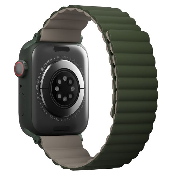 Uniq Bracelet Revix réversible Apple Watch Series 1 t/m 11 / SE / Ultra (44/45/46/49 mm) - Pine (Green/Taupe)