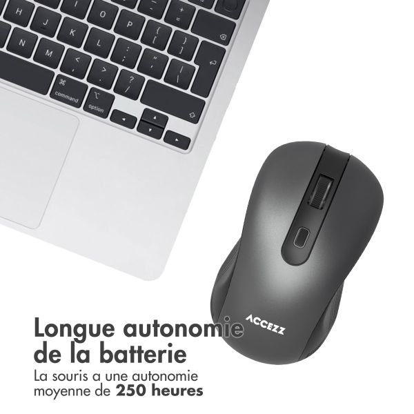 Accezz Souris sans fil - Bluetooth / Adaptateur USB-A - Gris