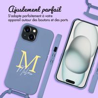 Coque de couleur personnalisée MagSafe avec cordon amovible  et lettre iPhone 15 - Ash Blue