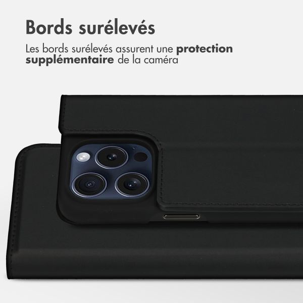 Accezz Étui de télephone Slim Folio en cuir de qualité supérieure Apple iPhone 15 Pro - Noir