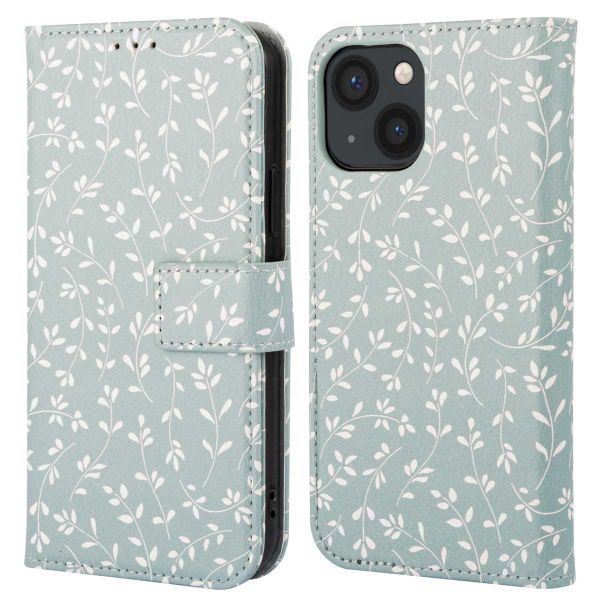 imoshion Étui de téléphone portefeuille Design iPhone 13 - Smoke Green Flowers