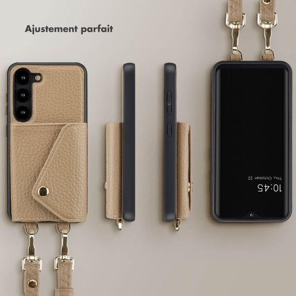 Selencia Coque à cordon avec porte-cartes enveloppe Sera Samsung Galaxy S23 - Beige