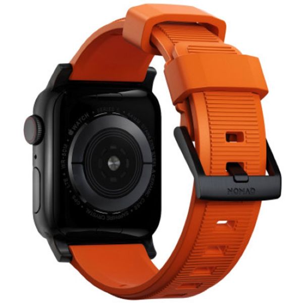 Nomad Bracelet robuste FKM Apple Watch Series 1 á 10 / SE / Ultra (2) (44/45/46/49 mm) - Noir/Orange