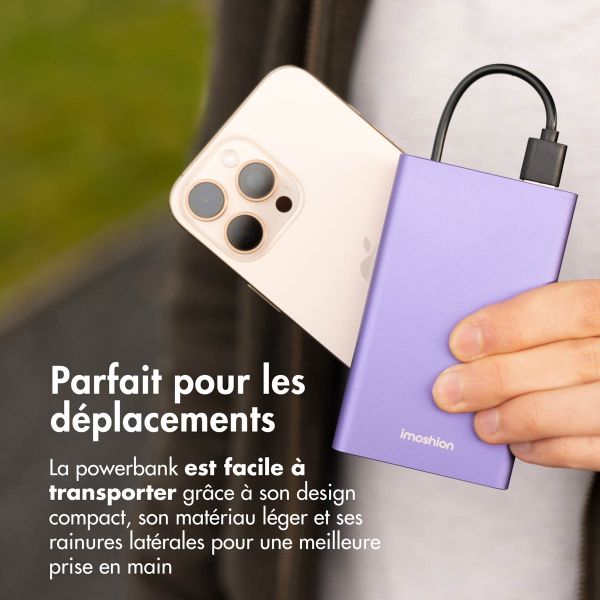 imoshion Ultra Series Aluminium | Batterie externe 20.000 mAh - Charge rapide jusqu'à 33 watts - Violet Tropical