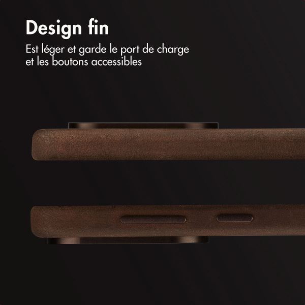 Accezz Coque MagSafe en cuir vintage Samsung Galaxy S25 Edge - Rustic Brown