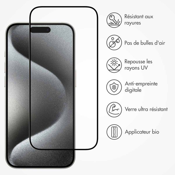 Accezz Protecteur d'écran intégral triple résistance avec applicateur iPhone 15 - Transparent