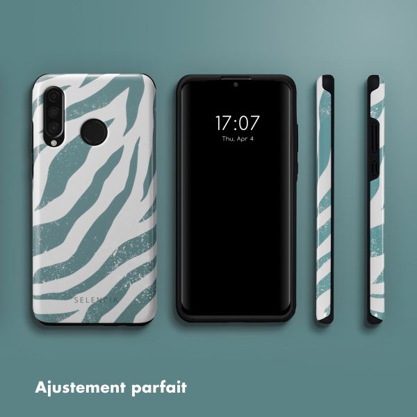 Selencia Coque arrière Vivid Huawei P30 Lite - Colorful Zebra Pine Blue