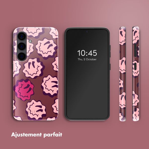 Selencia Coque arrière Vivid Samsung Galaxy S24 - Wavy Smiley Pink