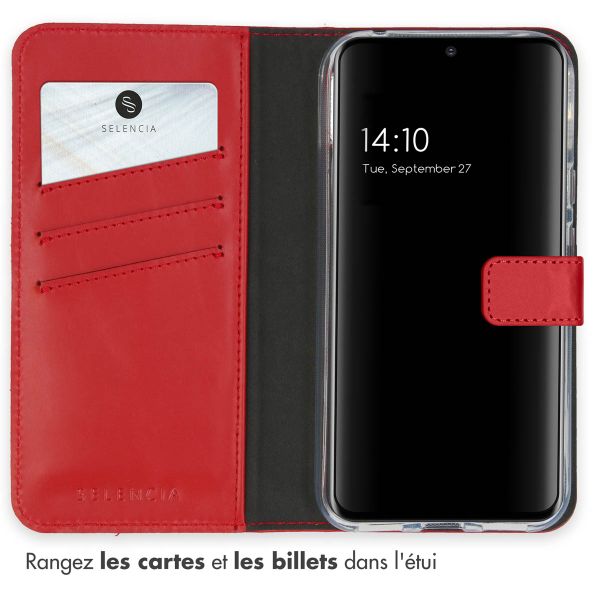 Selencia Étui portefeuille en cuir véritable Google Pixel 8a - Rouge