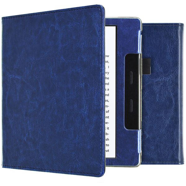 imoshion Étui de liseuse en cuir végan Amazon Kindle Oasis 3 - Bleu