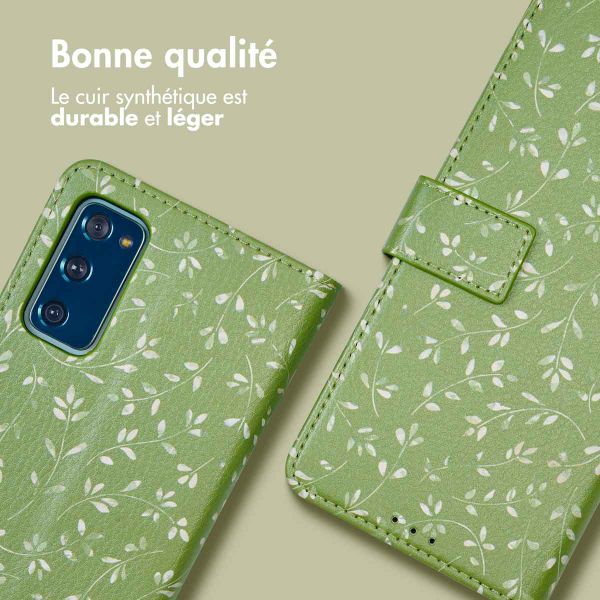 imoshion Étui de télephone portefeuille Design Samsung Galaxy S20 FE - Green Flowers