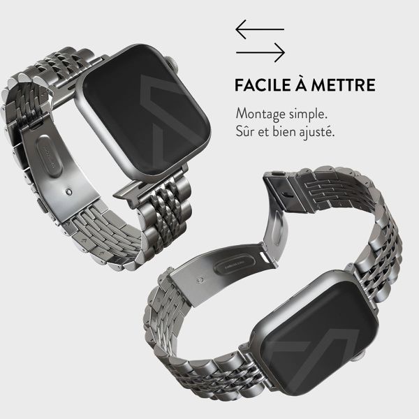 Burga Bracelet en acier Apple Watch Series 1 á 10 / SE / Ultra (2) (44/45/46/49 mm) - Chic Royal - Argent