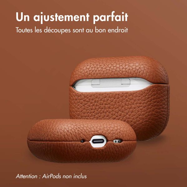 Accezz Coque en Cuir véritable Apple AirPods Pro 3 - Cognac