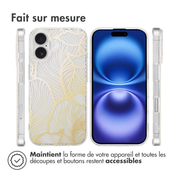 imoshion Coque Design Apple iPhone 16 - Golden Leaves Transparent