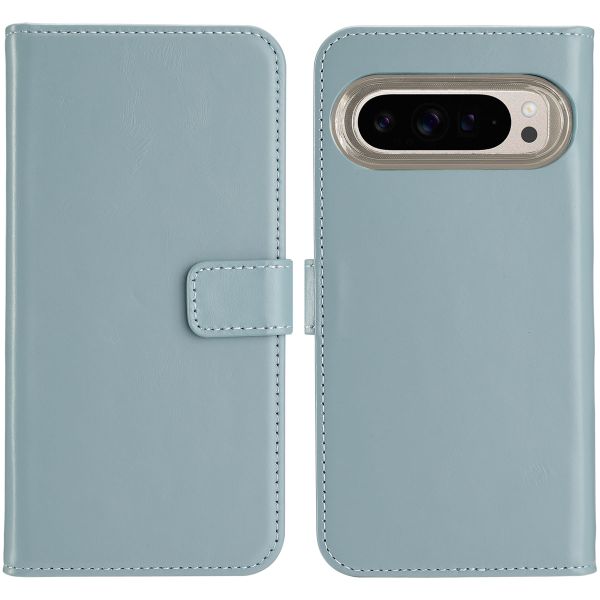 Selencia Étui de téléphone portefeuille en cuir véritable Google Pixel 9 / 9 Pro - Air Blue