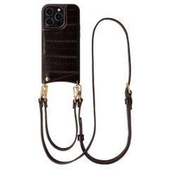 Selencia Nova coque arrière en cuir véritable avec porte-cartes Apple iPhone 14 Pro - Dark Chocolate